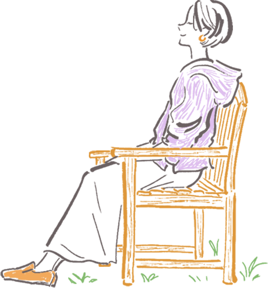 ベンチに腰掛けているイラスト