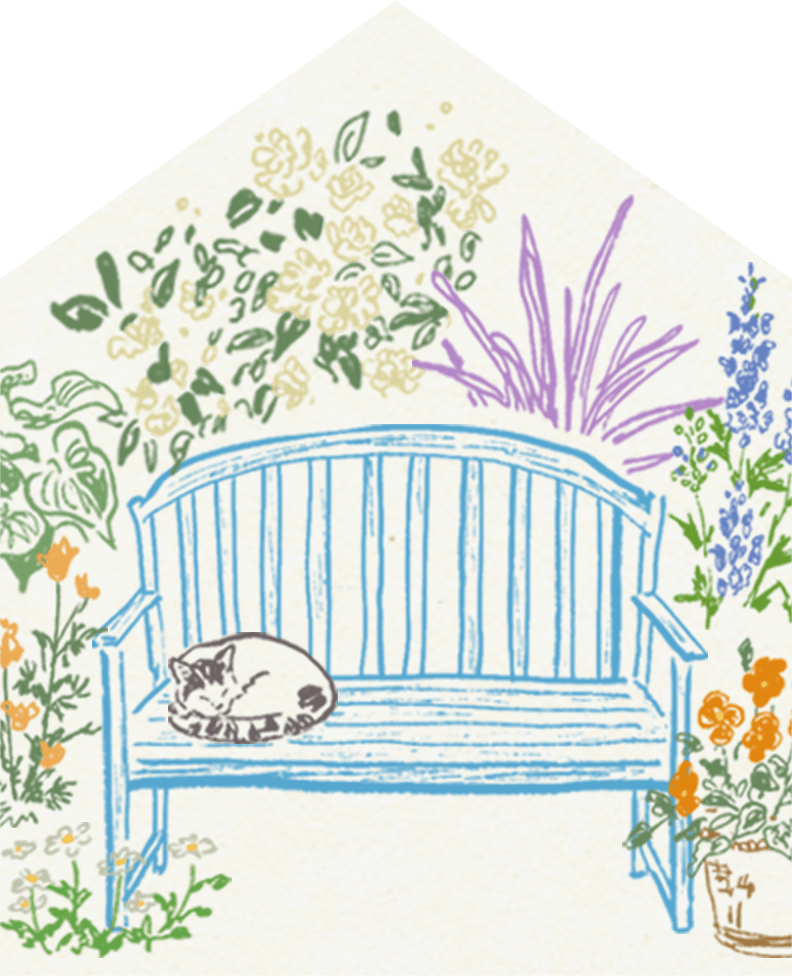 猫がベンチに寝ているイラスト