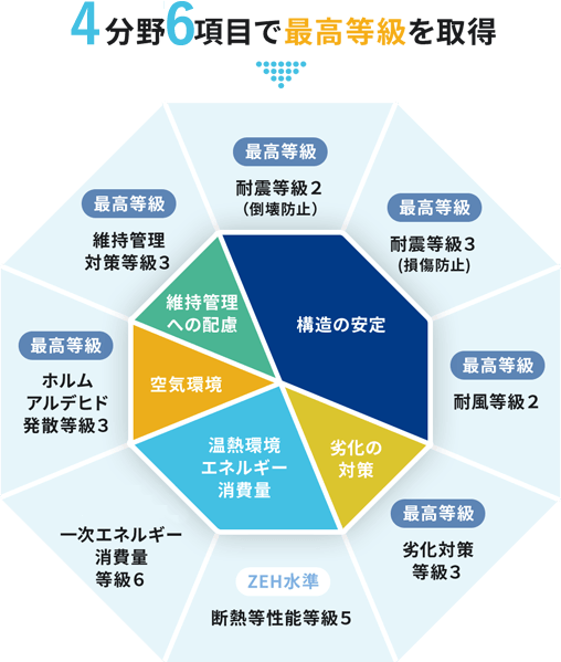 4分野6項目で最高等級を取得