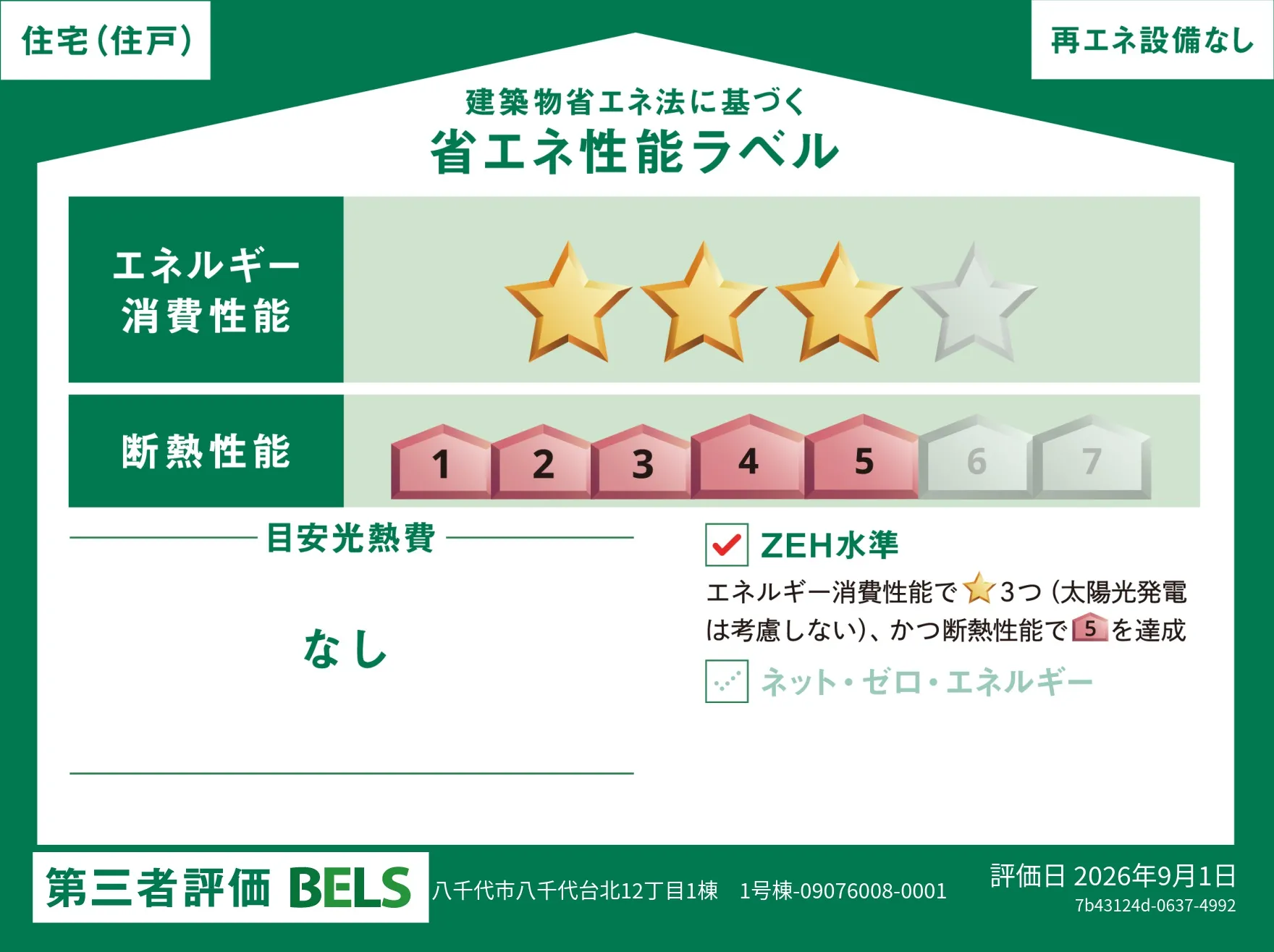 【ブルーミングガーデン 八千代市八千代台北12丁目1棟 】省エネ性能ラベル